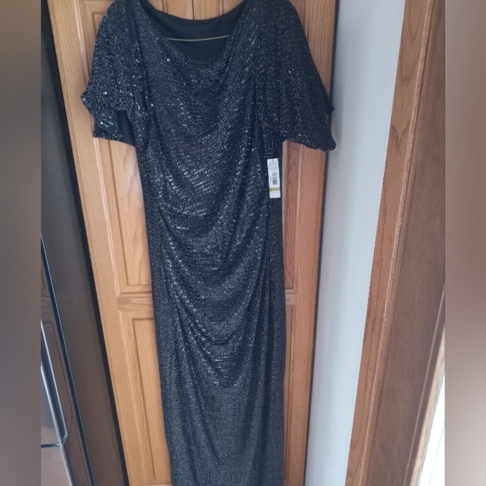 Elegant Black Evening Dress RM Richards Size 14 NWT Mother of Bride or Groom
